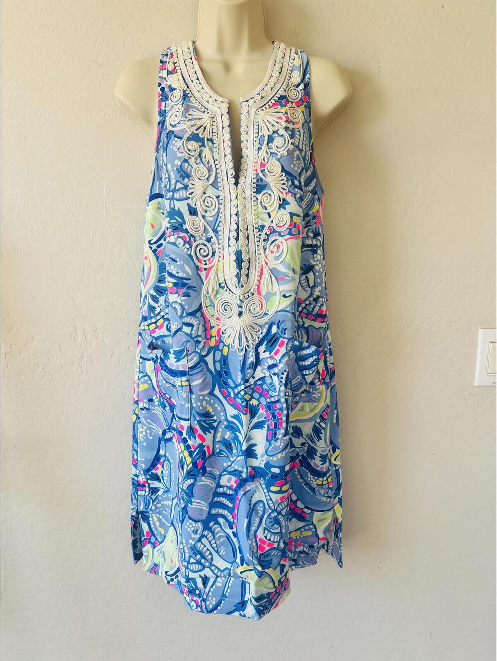 Lilly Pulitzer Carlotta Stretch Shift Dress in Blue peri pinch - Picture 2 of 8